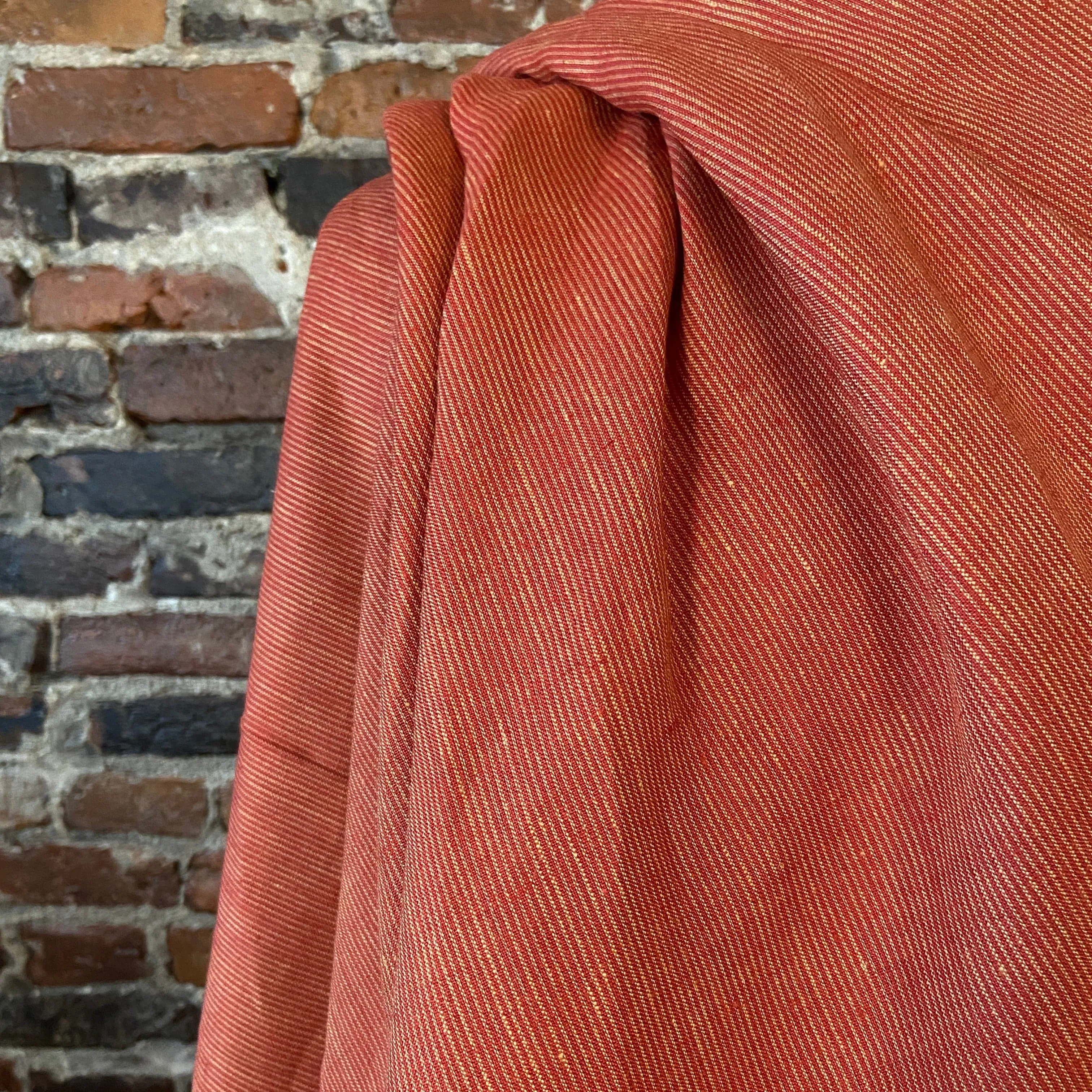 100% Yarn Dyed Linen Stripe in Paprika