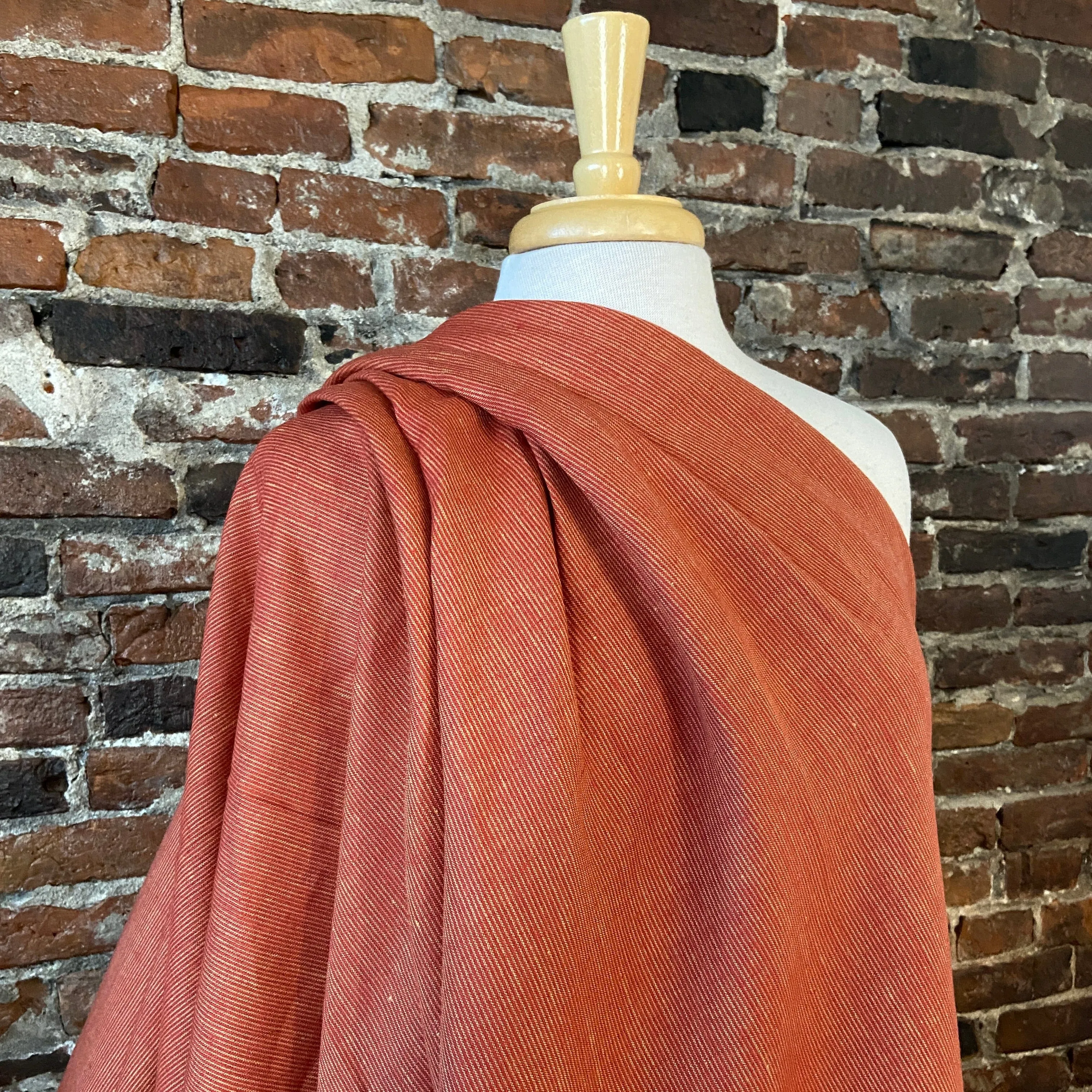 100% Yarn Dyed Linen Stripe in Paprika