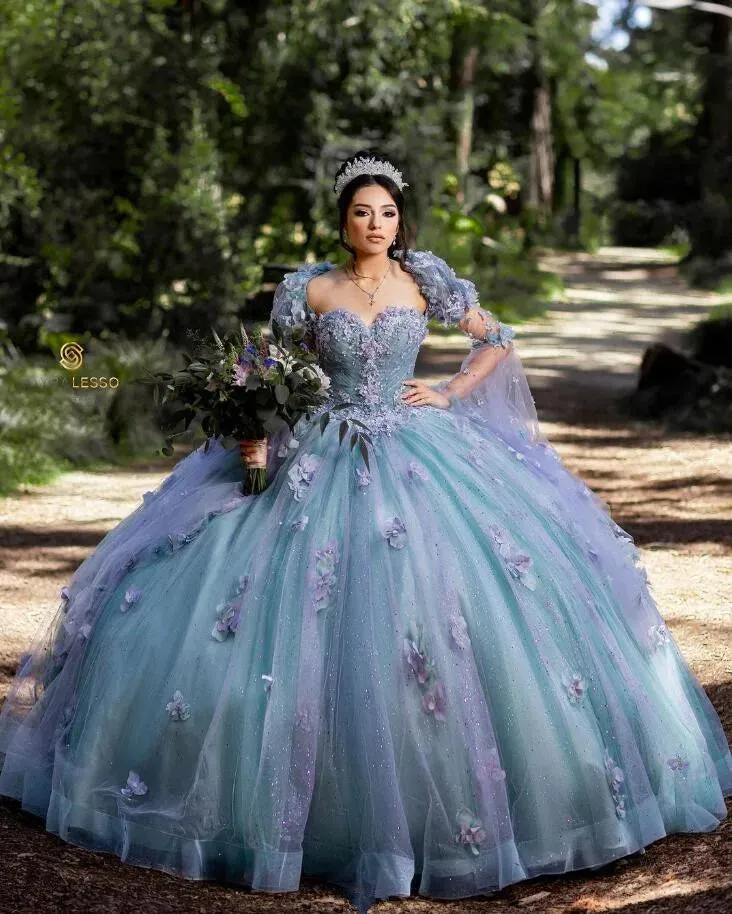 2024 Sparkly Blue Purple Princess Quinceañera Dress