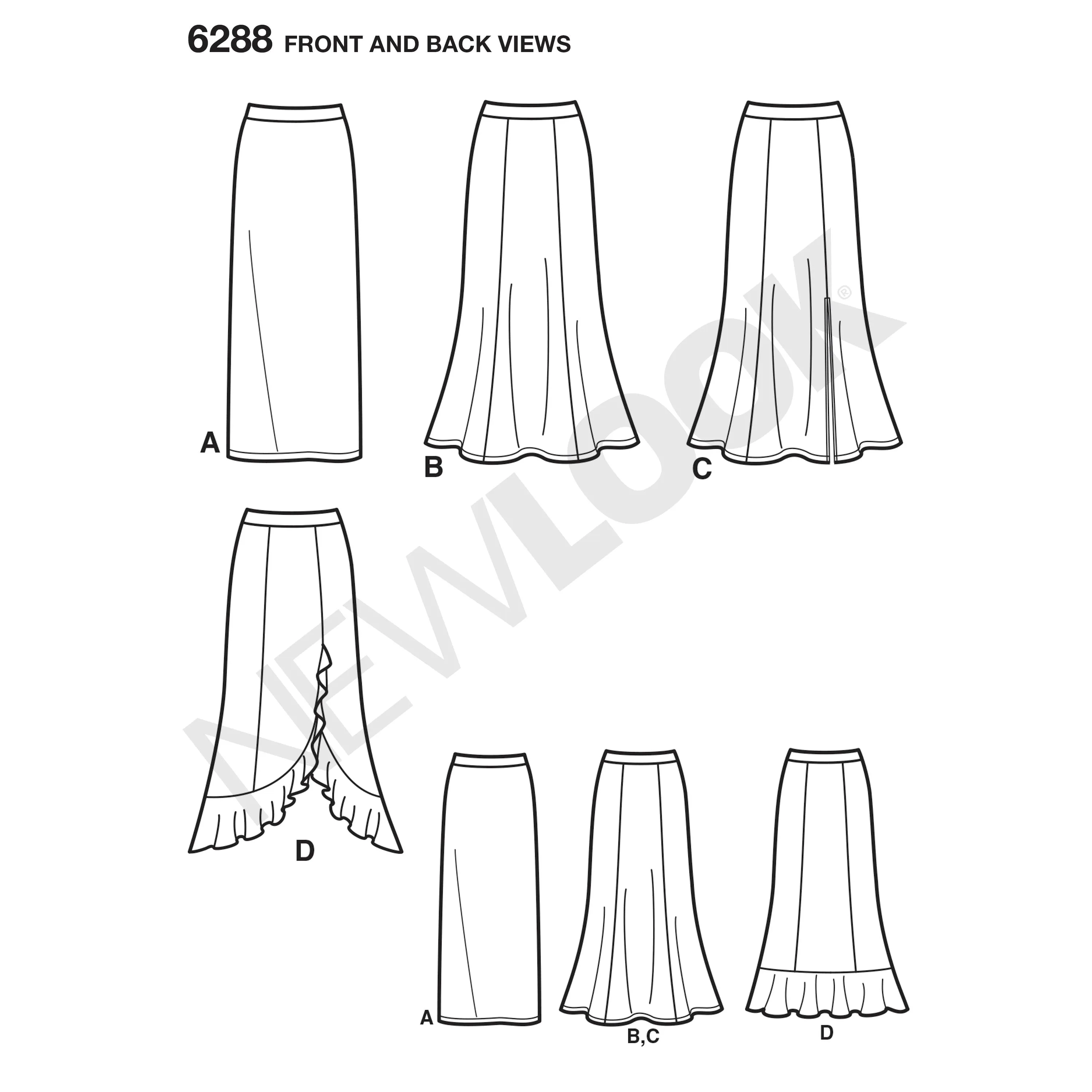 6288 Misses' Pull on Knit Skirts