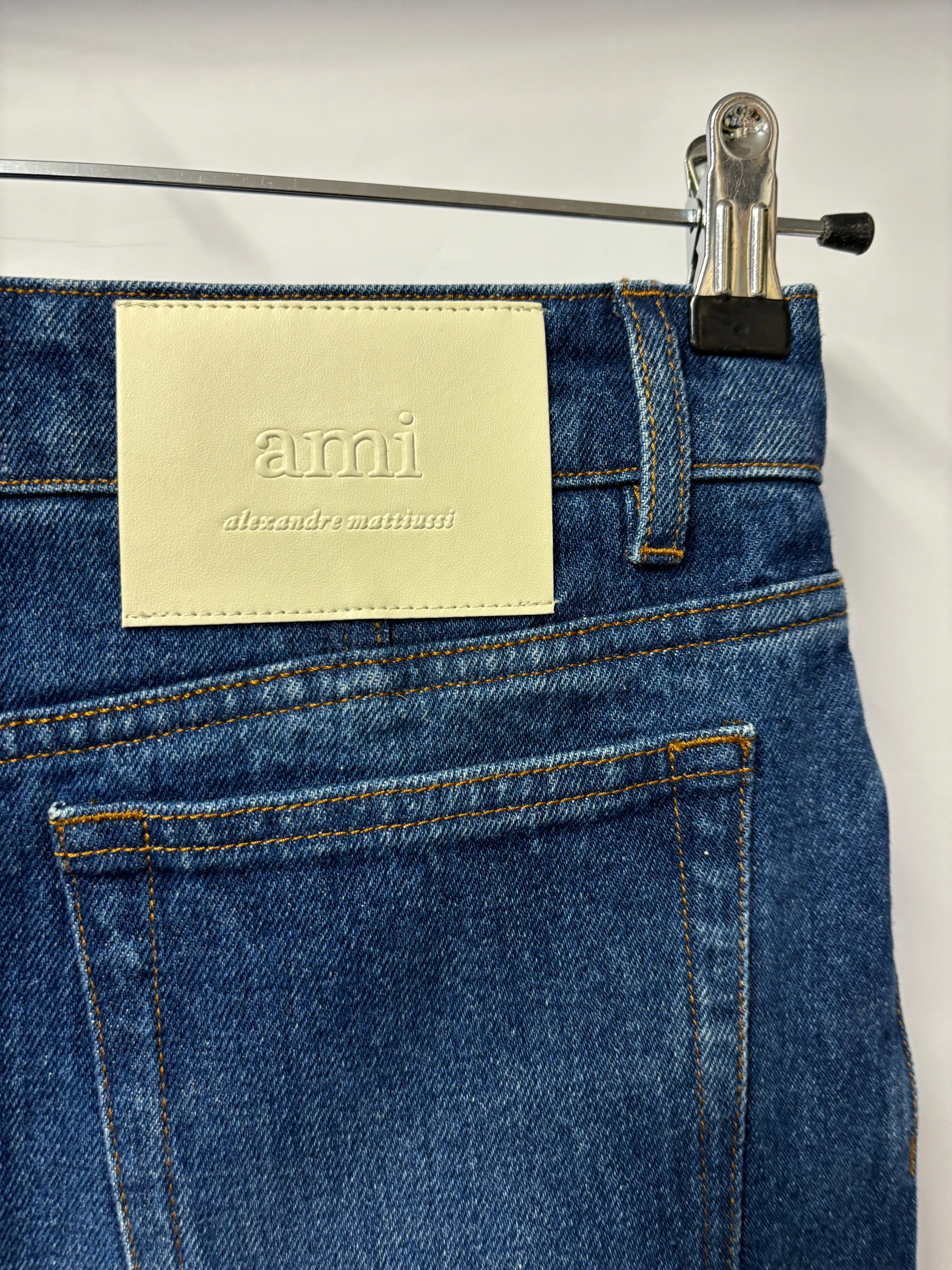 AMI Dark Blue Denim Knee Length Skirt 28