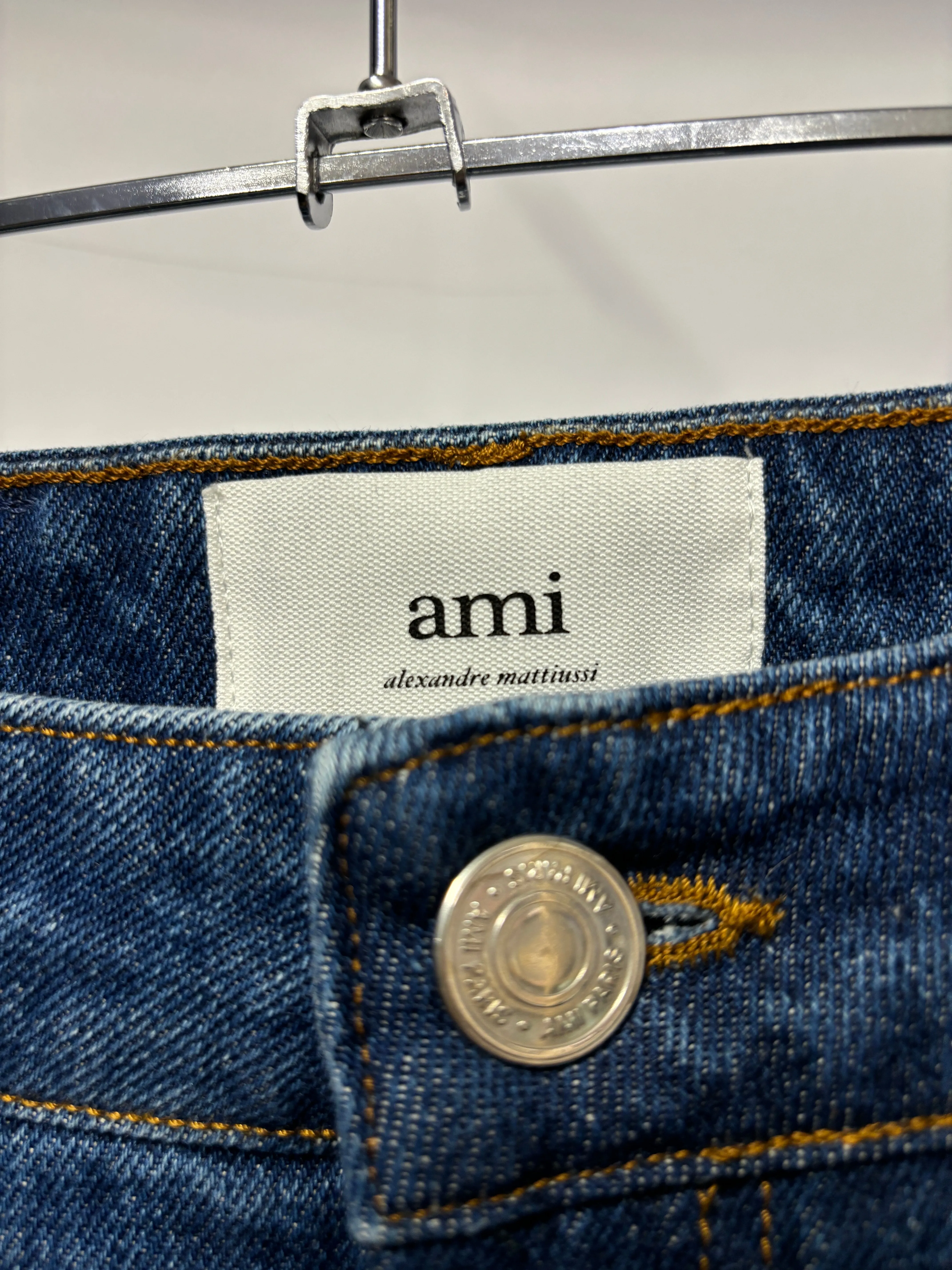 AMI Dark Blue Denim Knee Length Skirt 28