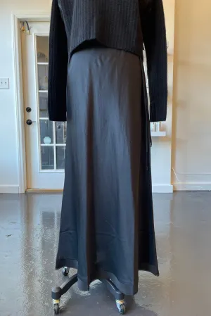 Black Full Length Silk Garbo Skirt