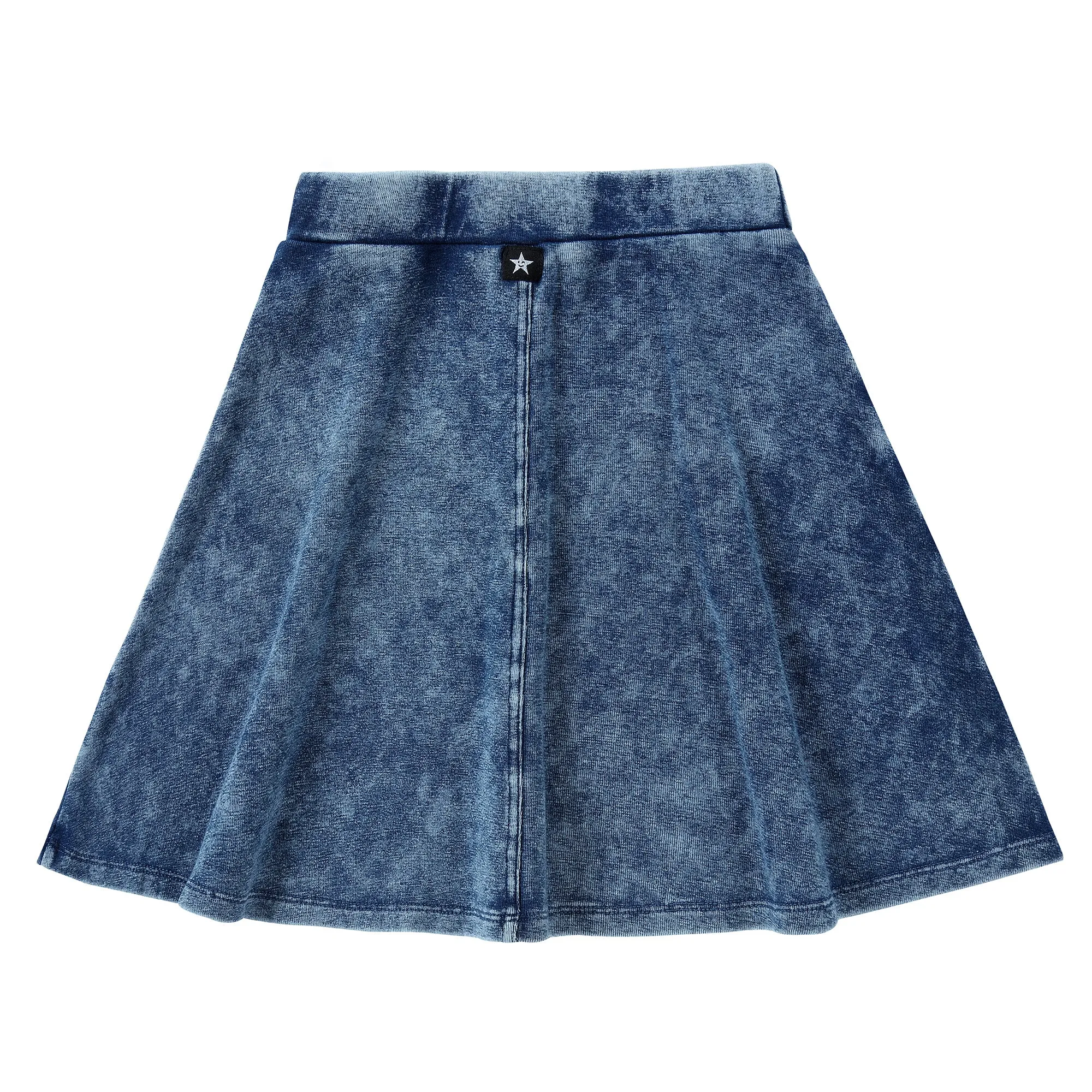 Blue Stretch Denim Wrap Skirt With Toggle Closure