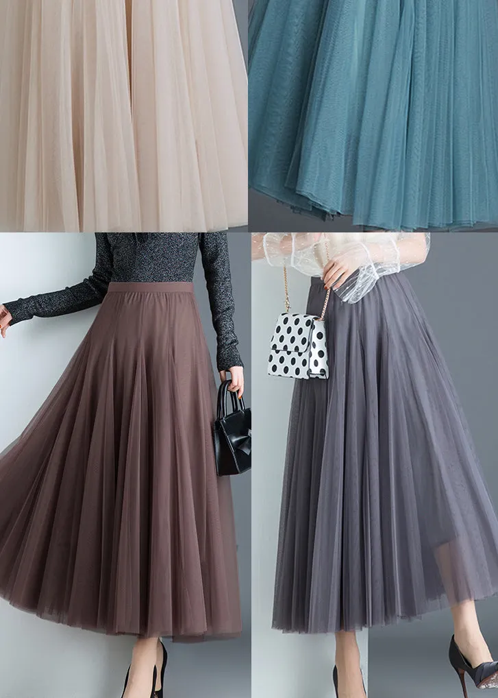 Boho Grey Tulle Pleated Fall Skirts