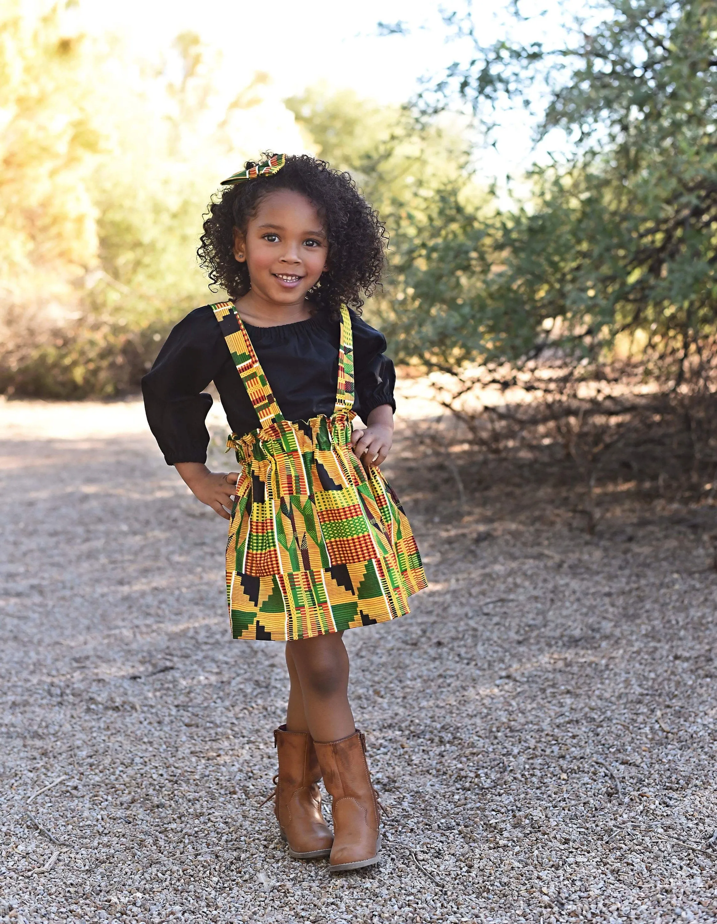 Girls African Kente Suspender Skirt