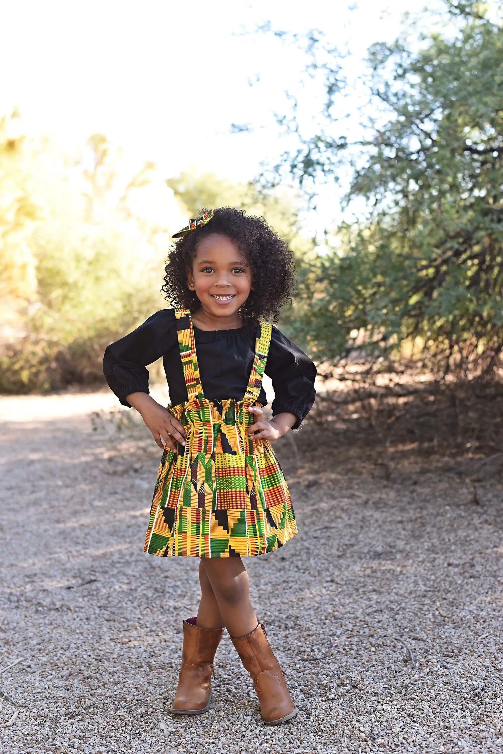 Girls African Kente Suspender Skirt