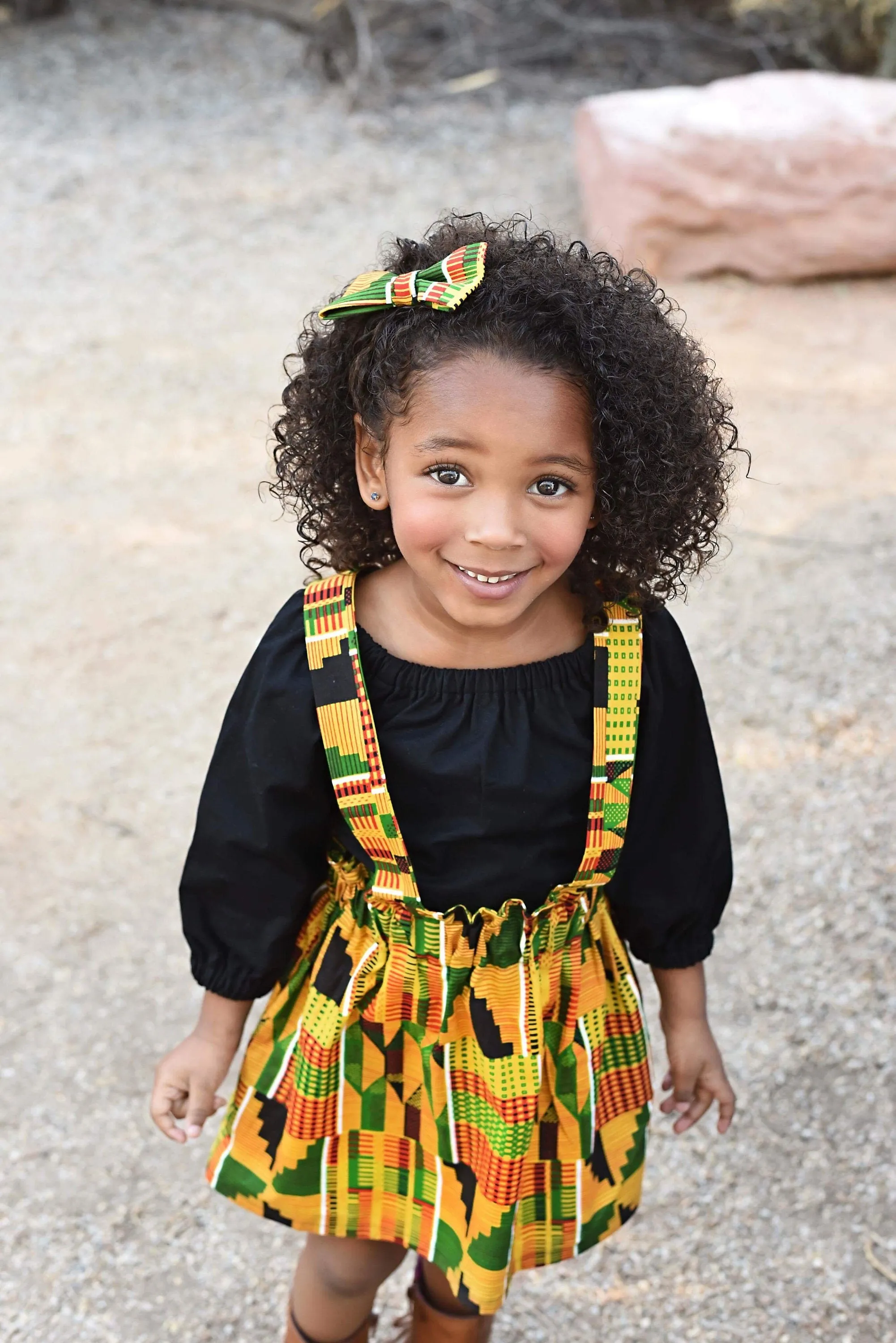 Girls African Kente Suspender Skirt