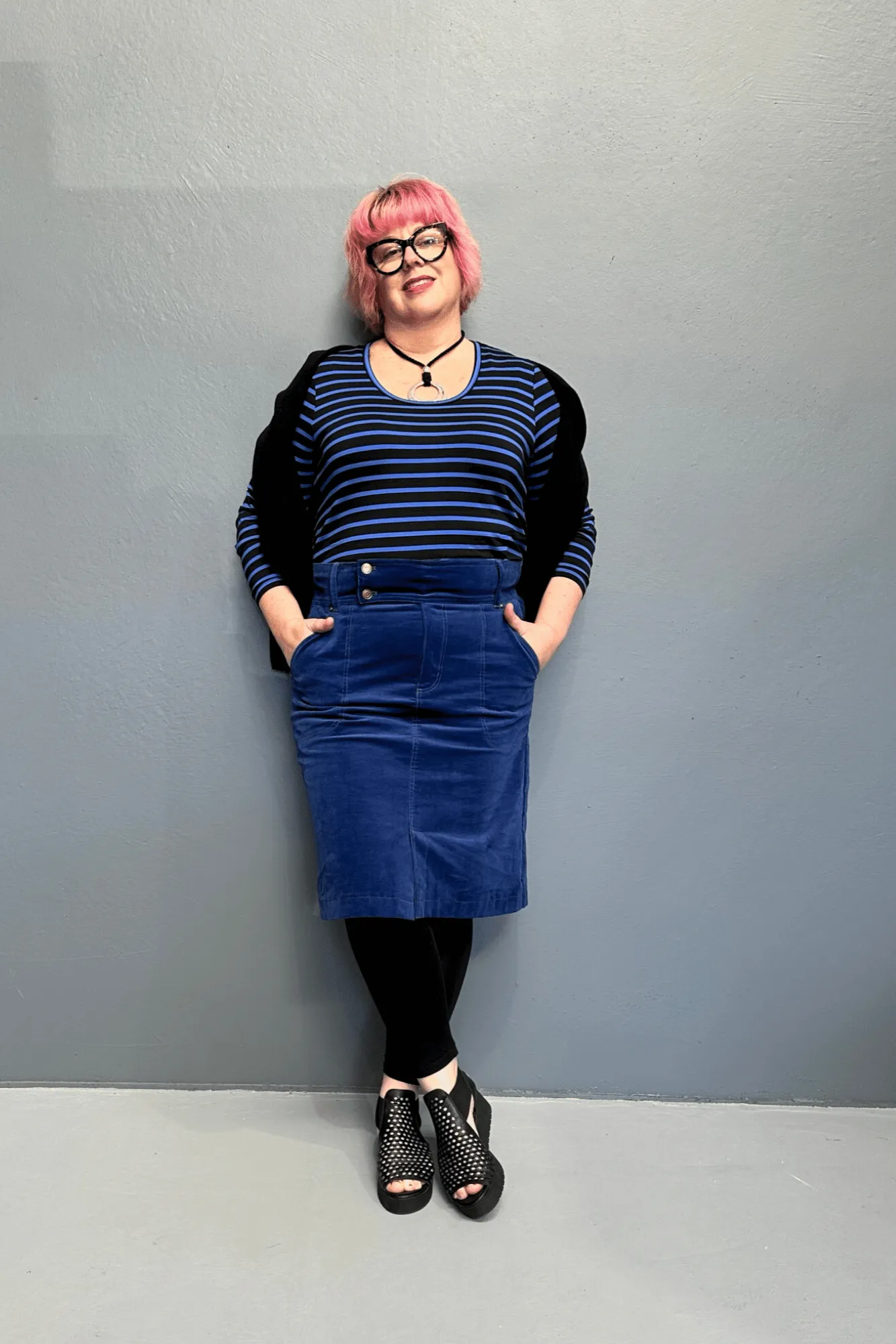 'GRACE' Cord Skirt - Blue