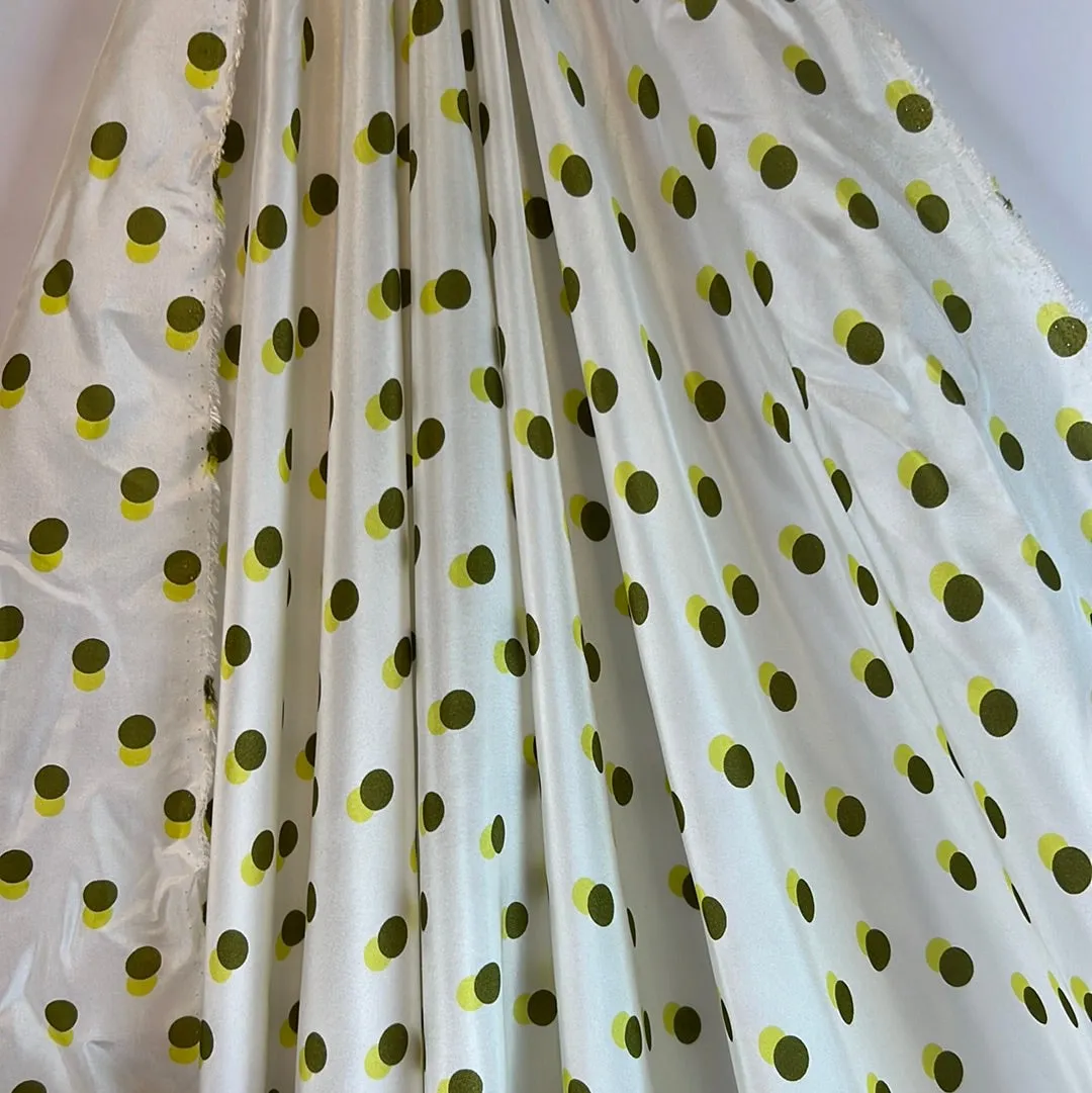 Lime Spots Silk Crepe de Chine