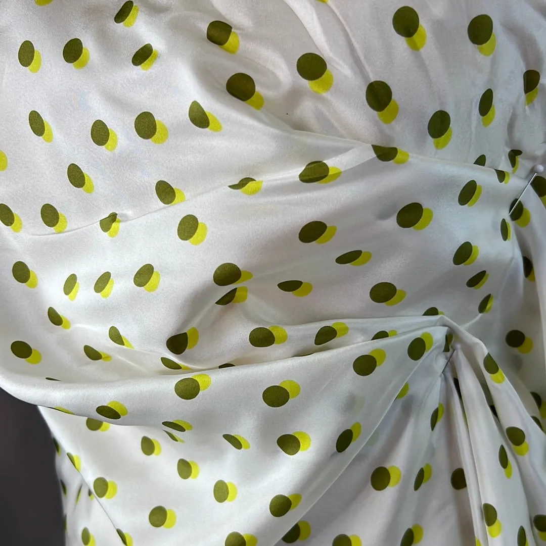 Lime Spots Silk Crepe de Chine