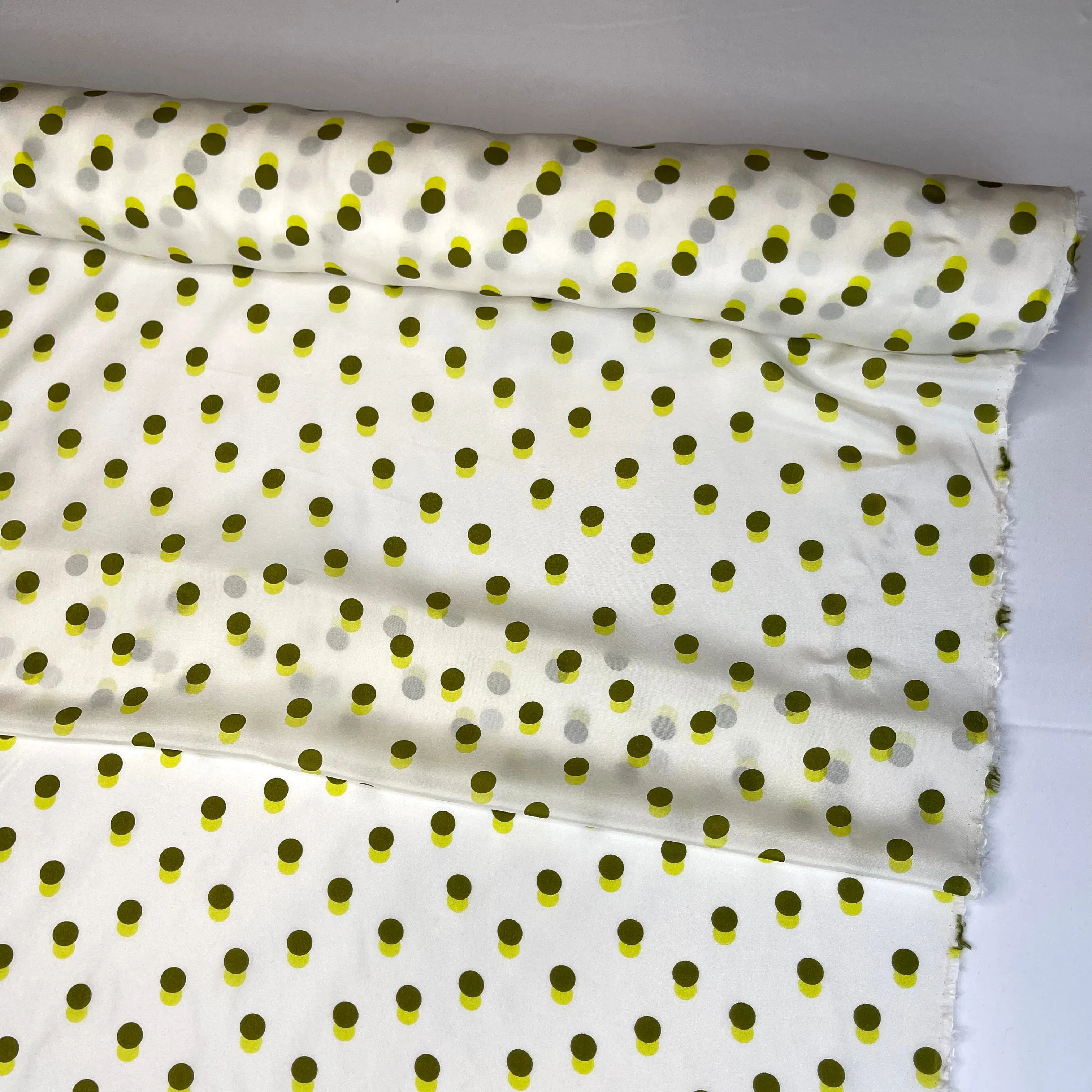 Lime Spots Silk Crepe de Chine