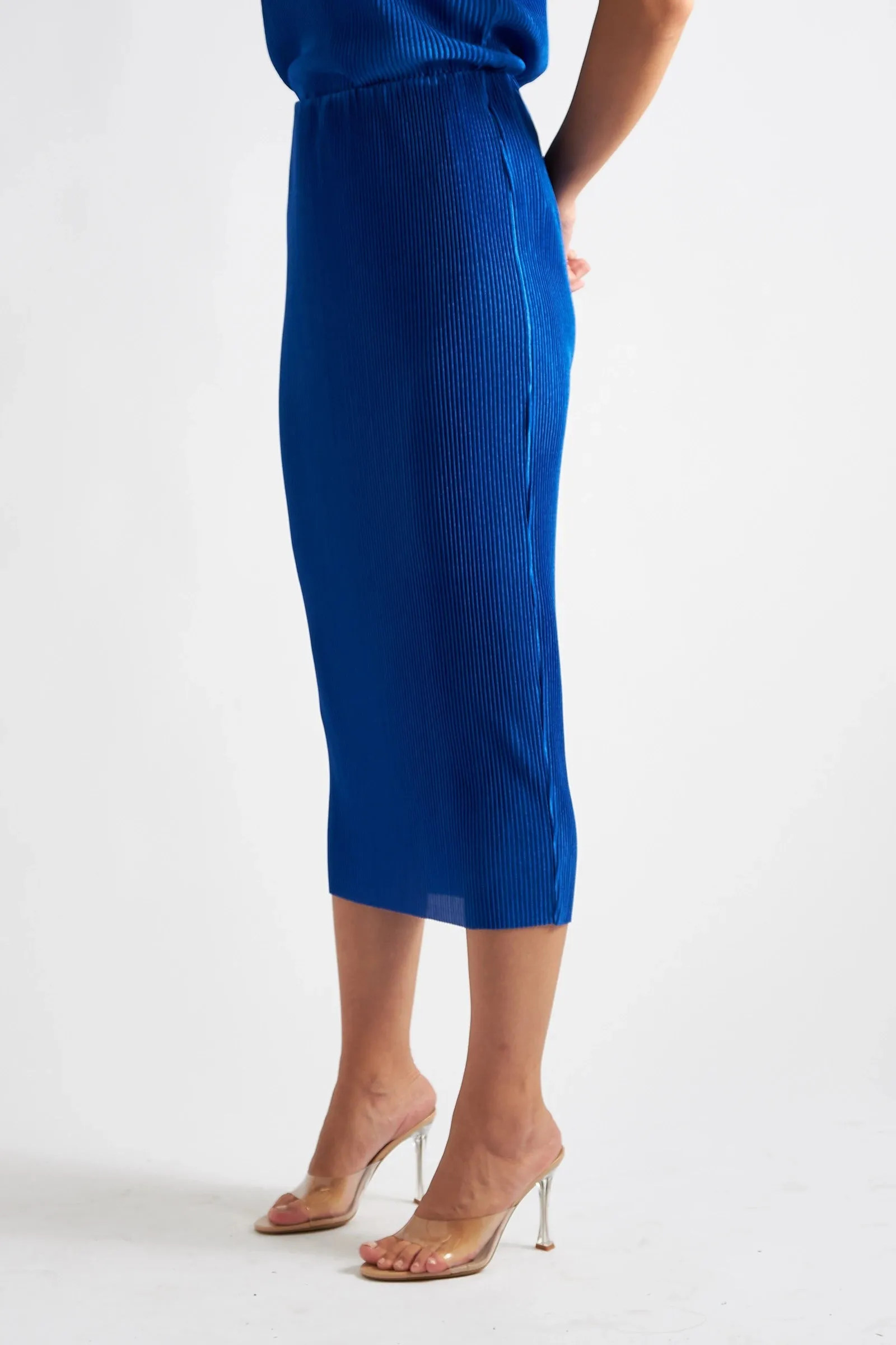 Maylis Pleat Midi Skirt Cobalt Blue