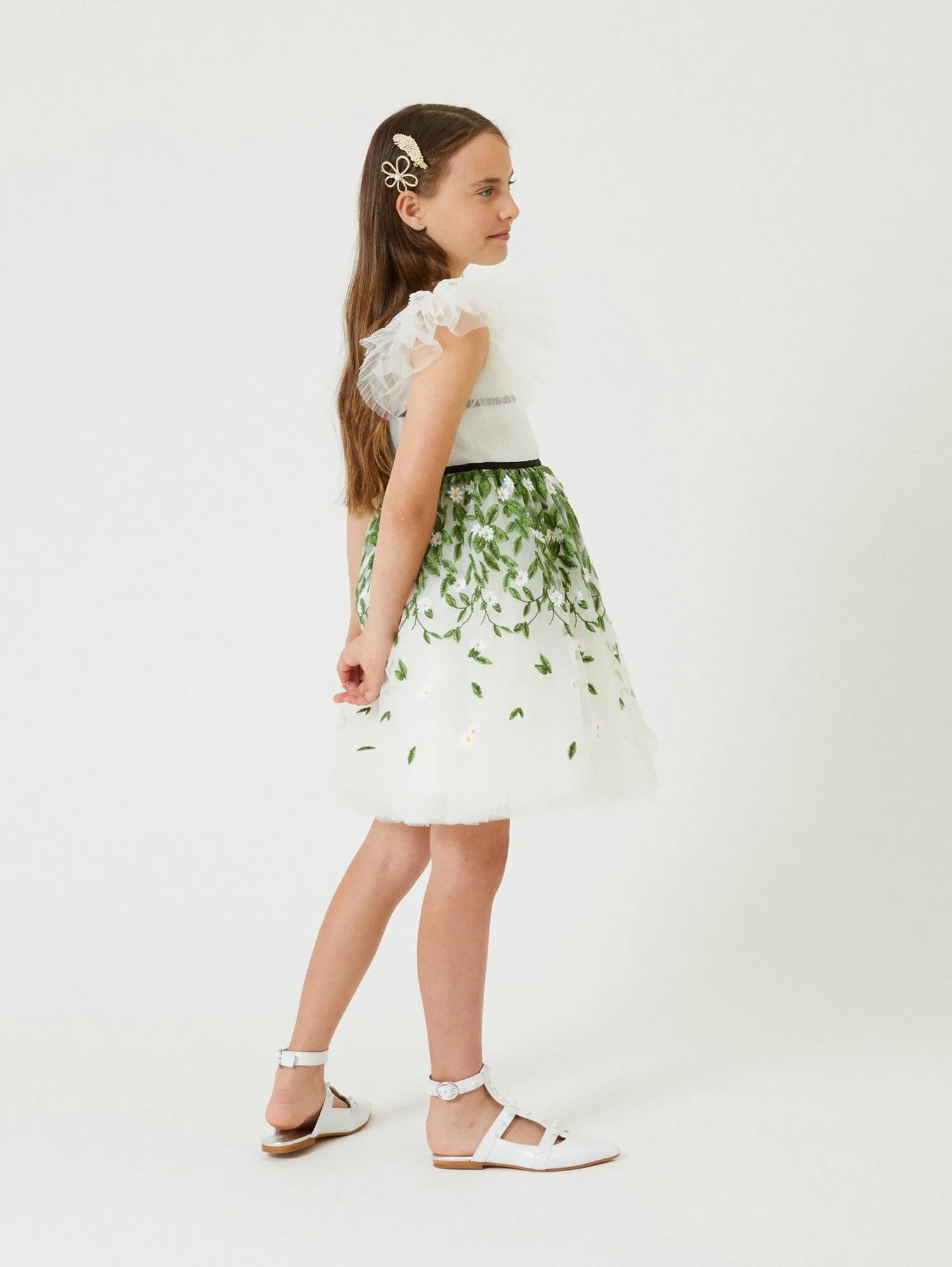 ML Embroidered Daisy Leaves Party Dress