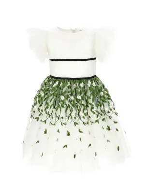 ML Embroidered Daisy Leaves Party Dress