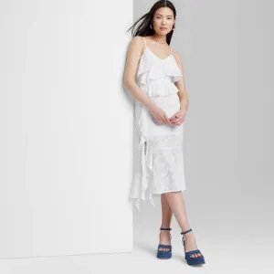 New - Women's Ruffle Midi Dress - Wild Fable White M