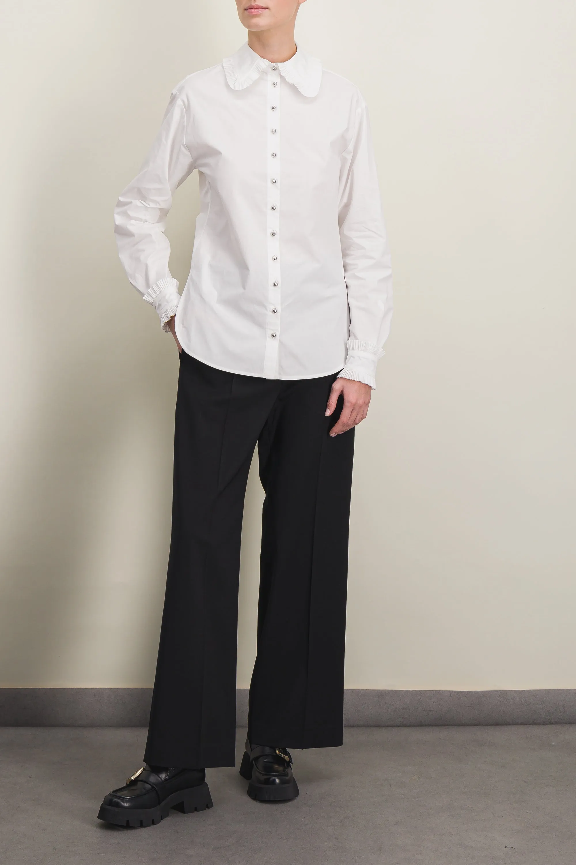 Organic cotton shirt with ruffled details