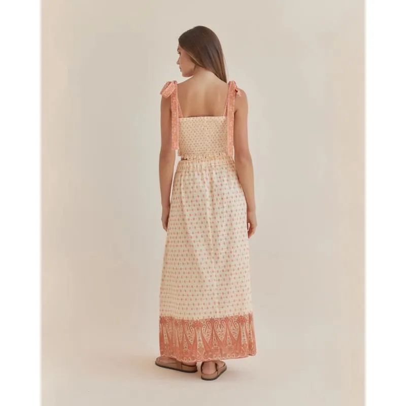 Peach Paisley Maxi Skirt