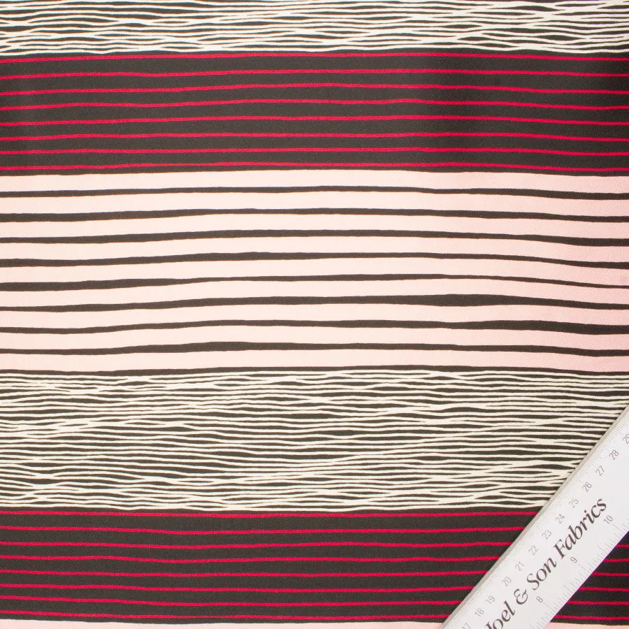 Pink/Black Striped Silk Mikado