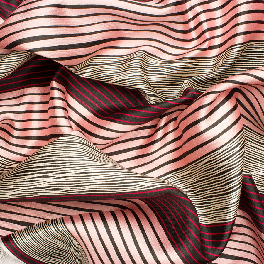 Pink/Black Striped Silk Mikado