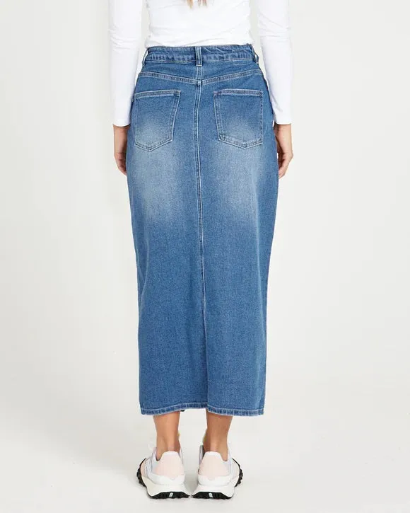 Sass Emerald Denim Maxi Skirt