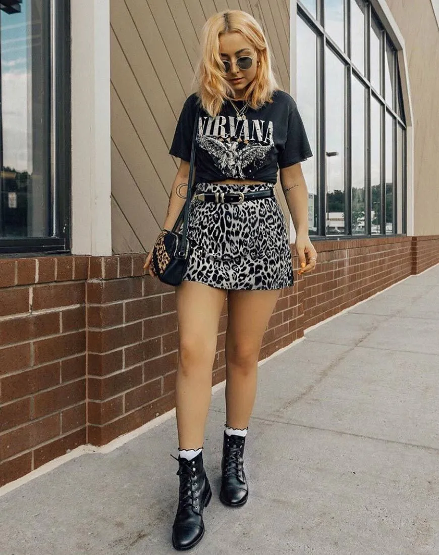 Sheny Mini Skirt in Leopard Grey