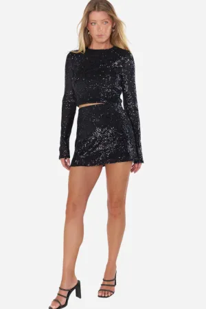 Show Me Your Mumu All Night Skort in Midnight Glitz Sequins