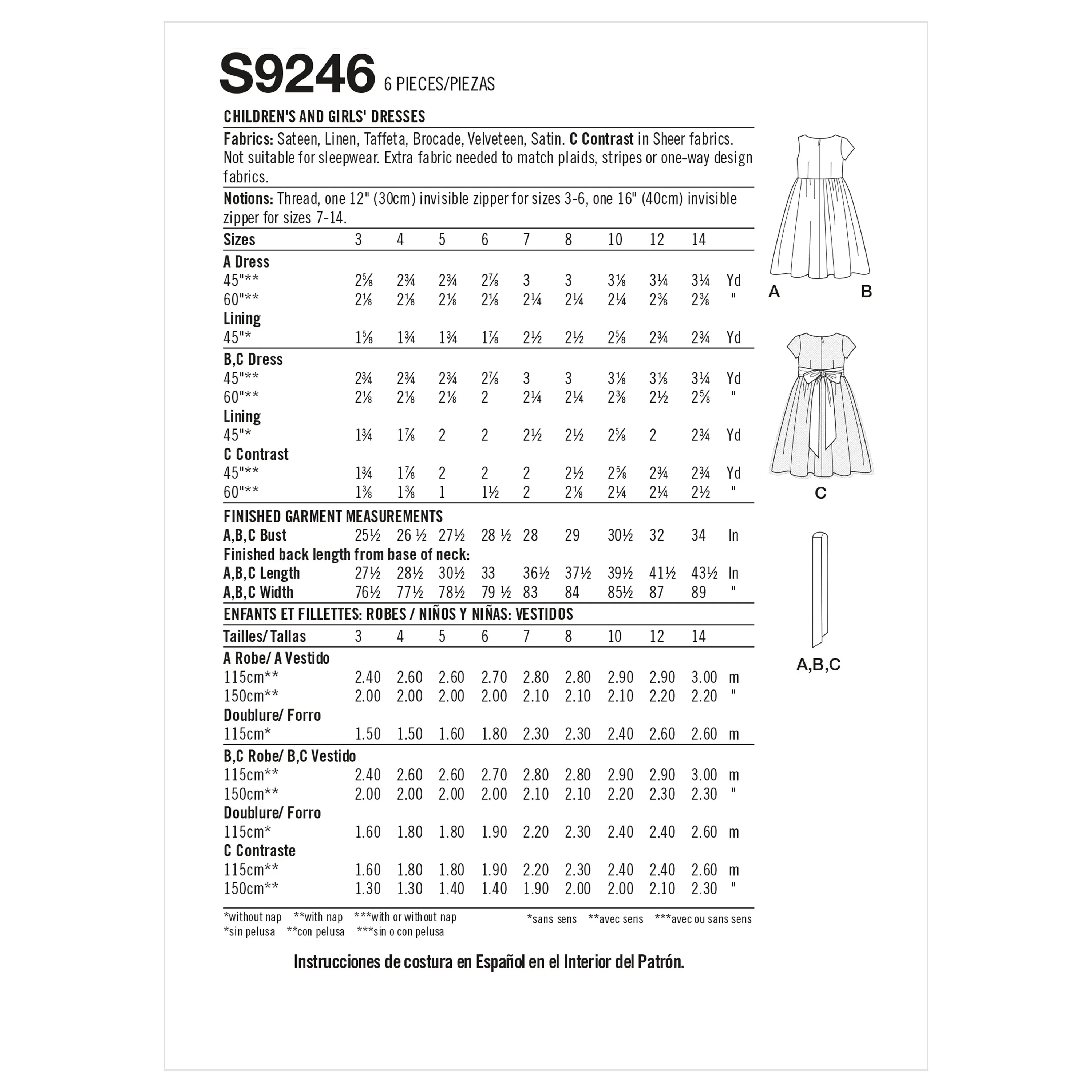 Simplicity Pattern 9246 Children's & Girls' Dresses