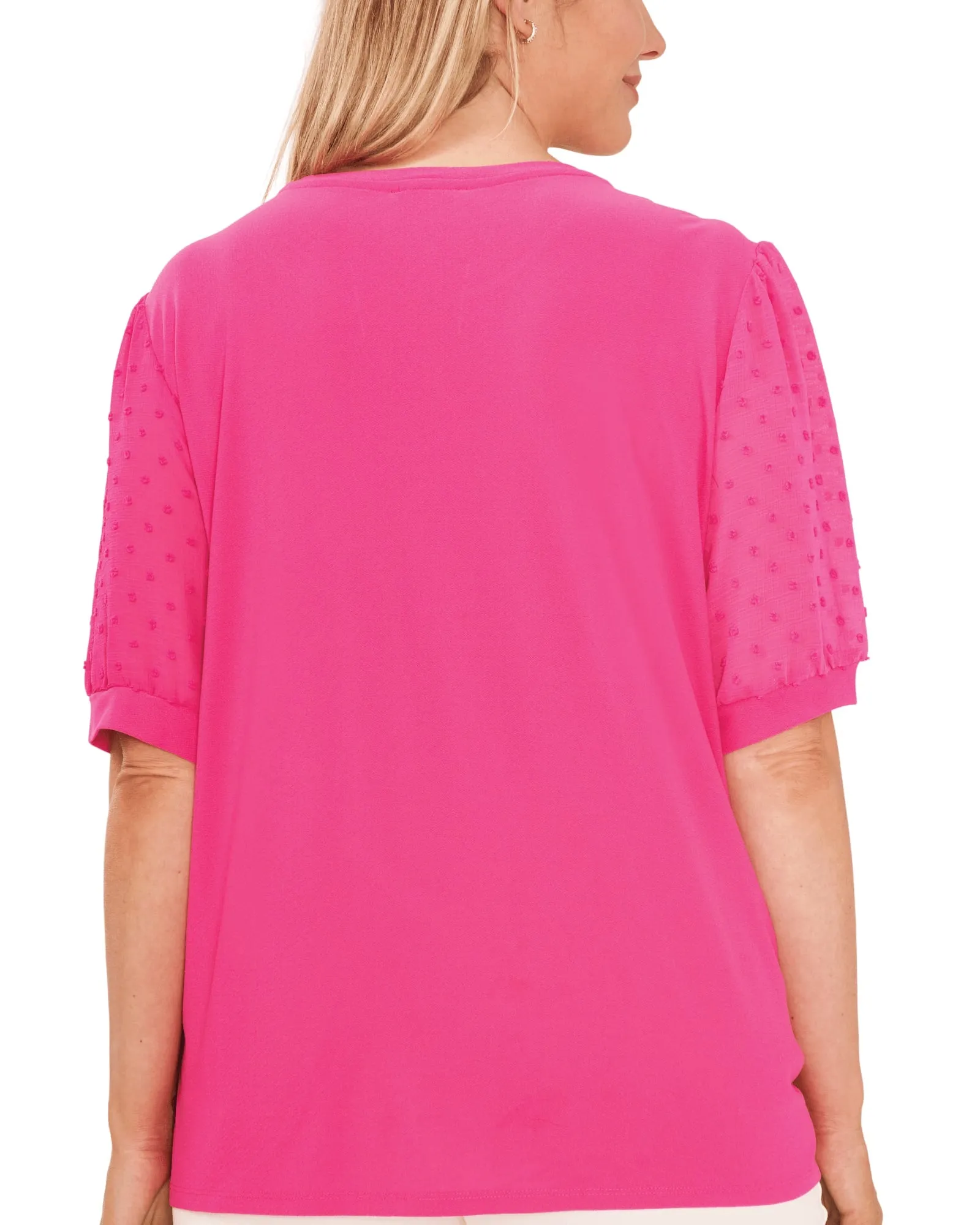 Sophia Puff Sleeve Knit Top | BRIGHT ROSE