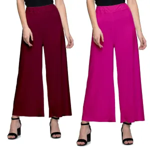 Stylish Women Palazzo Combo Pack Of 2 (Pink, Maroon)