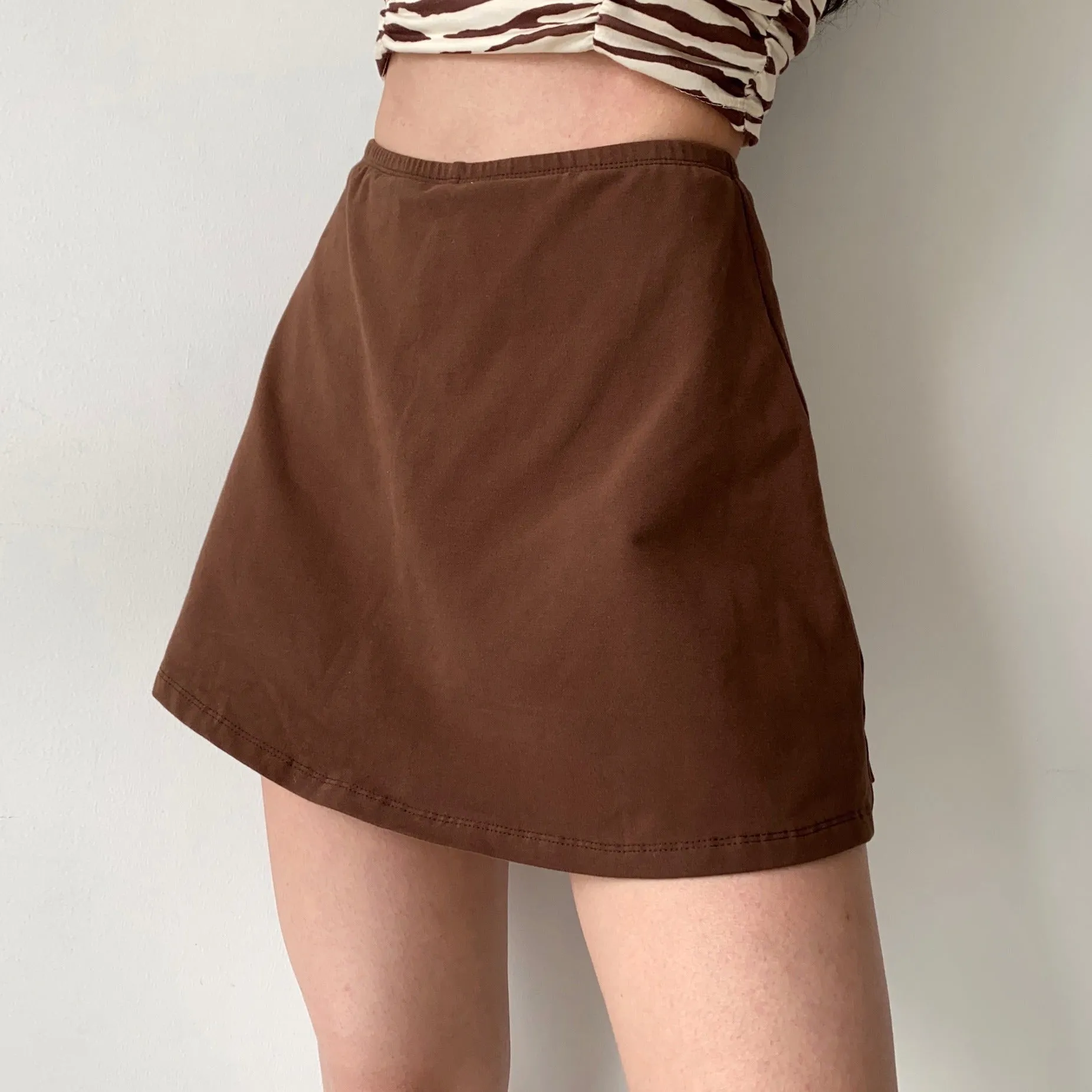 Wenkouban - Timeless Retro Brown Skirt ~ HANDMADE