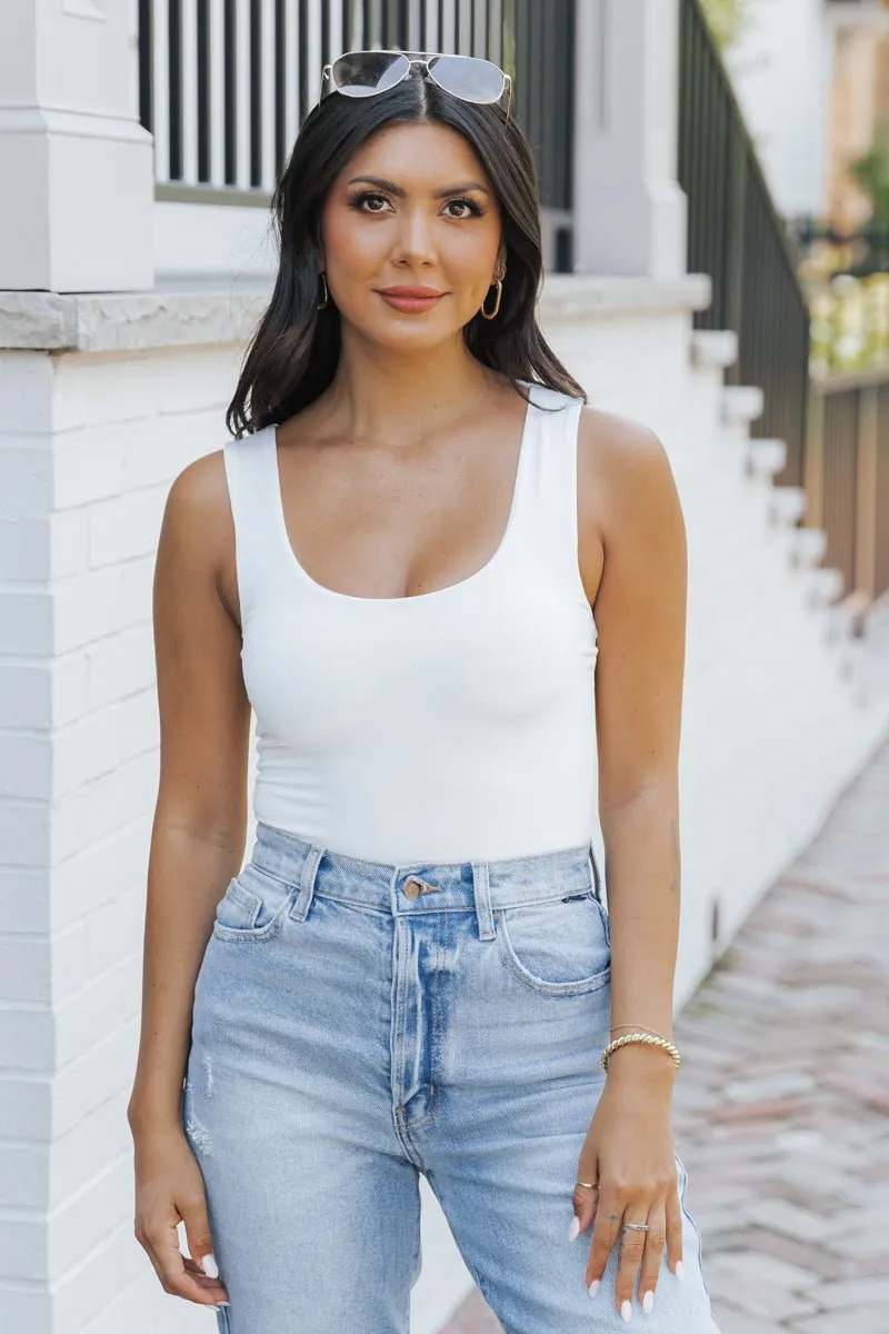 White Seamless Tank Bodysuit