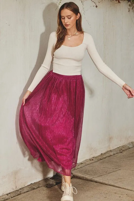 Win My Heart Sparkle Pleated Maxi Skirt