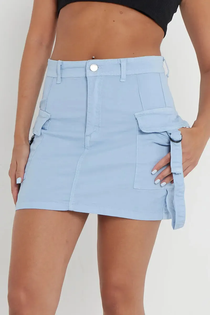 Woman Slim Fit Street Flap Pocket Mini Cargo Skirt in Twill