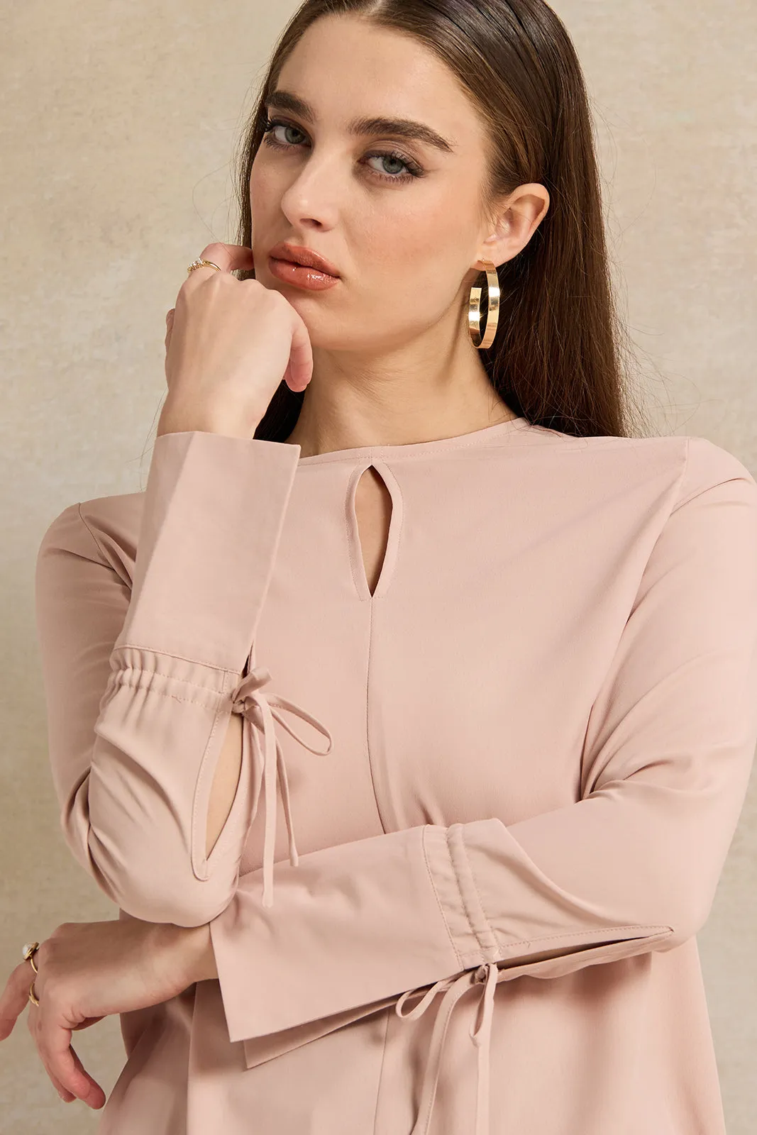 Women Pink Cut Out Blouse